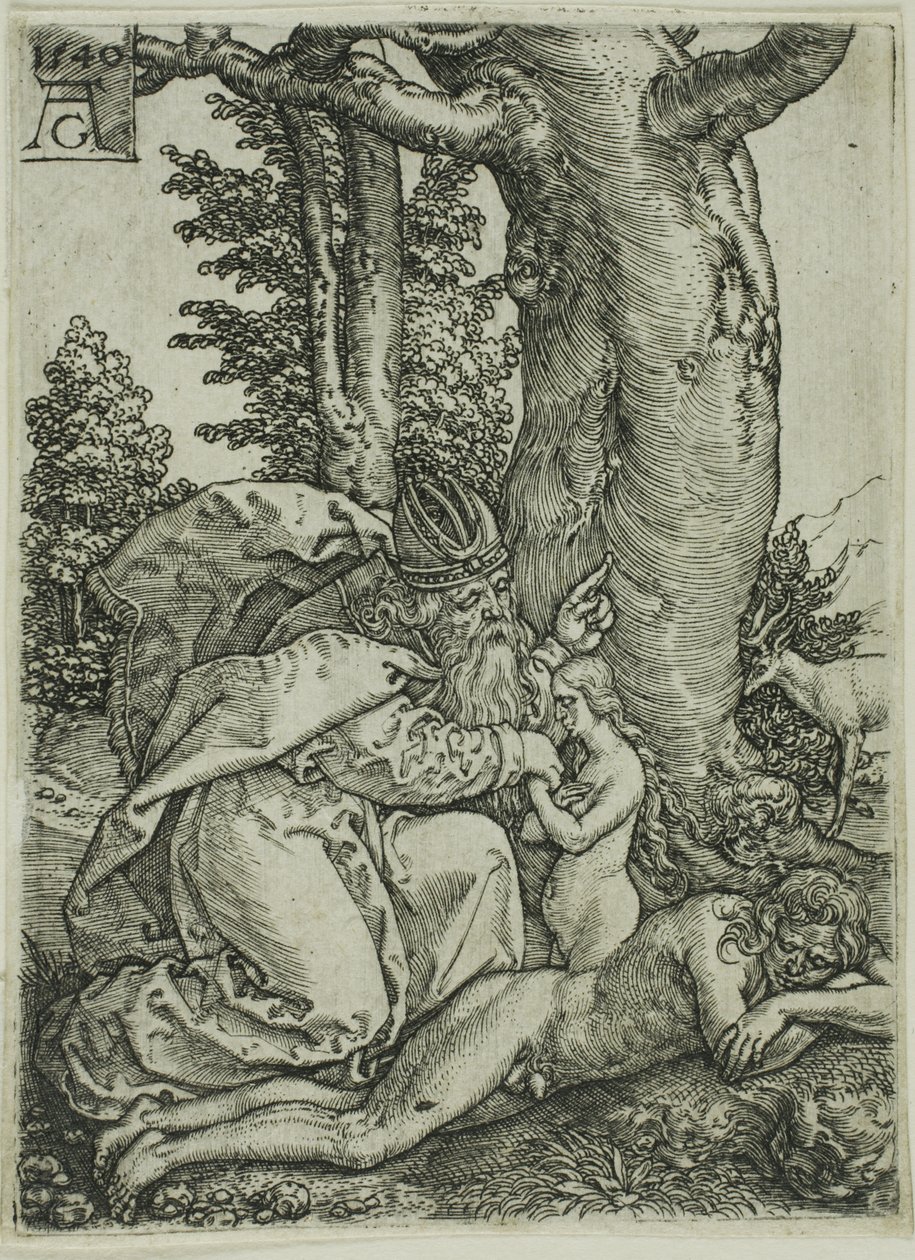 La creazione di Eva, tavola uno da Adamo ed Eva da Heinrich Aldegrever