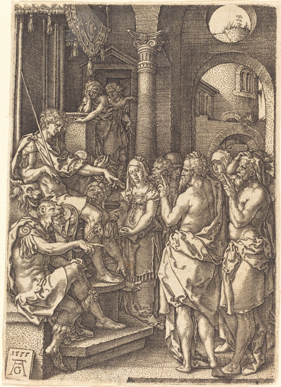 I due anziani davanti al giudice, 1555 da Heinrich Aldegrever
