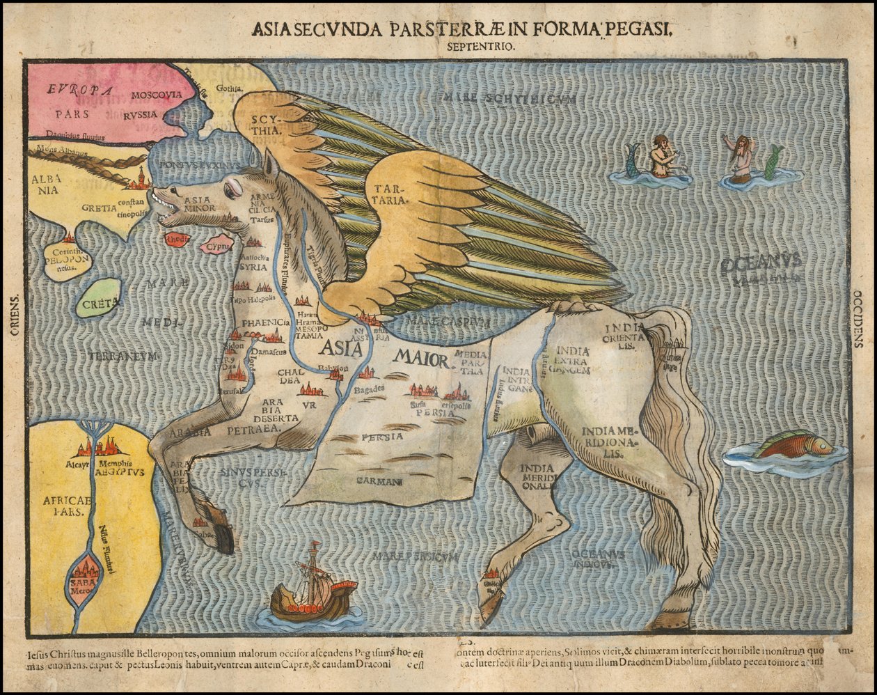 Mappa del 1581 ca. Carta pittorica del 1581 di Heinrich Bünting, raffigurante l