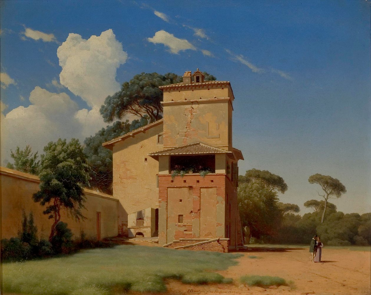 Danish: Casa del Portinaio i Villa Borgheses have. Casa del Portinaio in the gardens of Villa Borghese. da Heinrich Buntzen