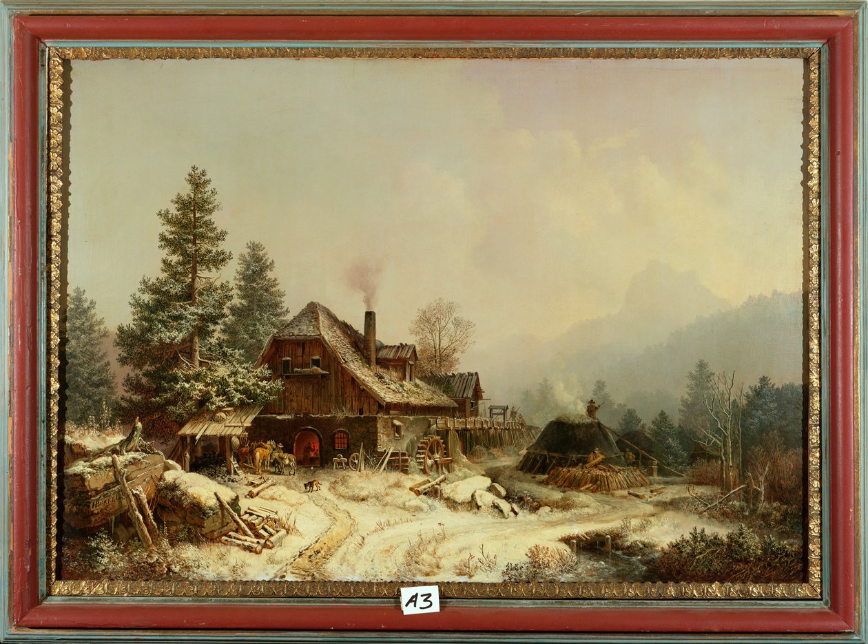 Il vecchio mulino in inverno da Heinrich Burkel