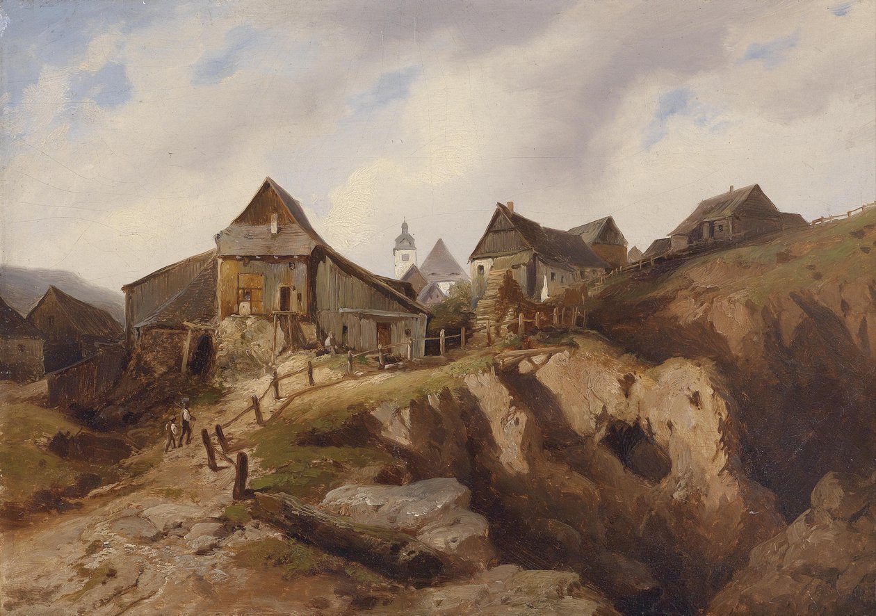 Villaggio vicino ad Altenberg da Heinrich Eduard Müller