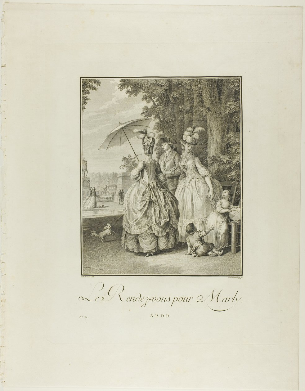 Rendez-vous For Marly, da Monument du Costume Physique et Moral de la fin du Dix-huitième siècle da Heinrich Guttenberg