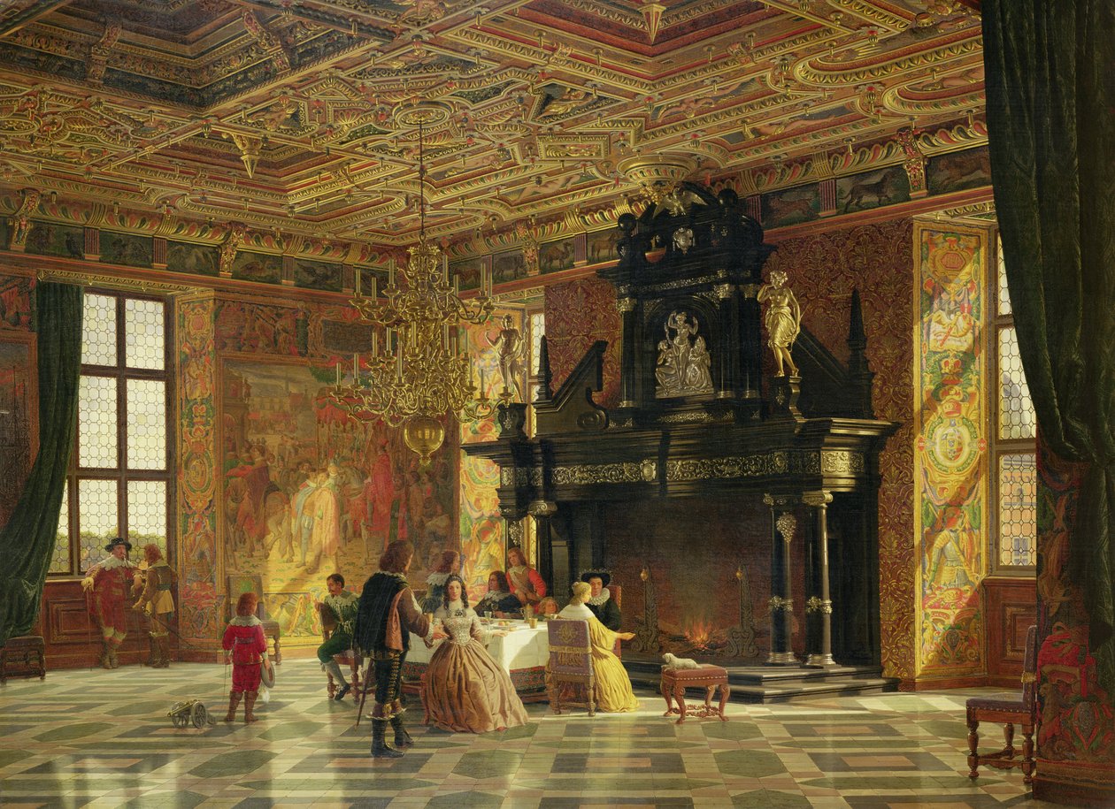 Interno della Sala dei Cavalieri, Palazzo di Fredericksborg, vicino a Copenaghen da Heinrich Hansen