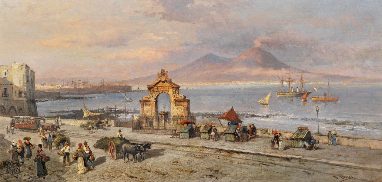 Heinrich Hiller - Veduta del golfo di Napoli e del Vesuvio da Heinrich Hiller