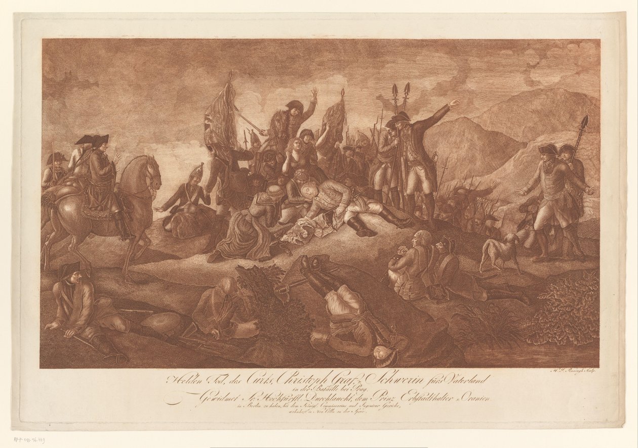 Morte eroica di Christoph Schwerin nella Battaglia di Praga da Heinrich Jan Penningh
