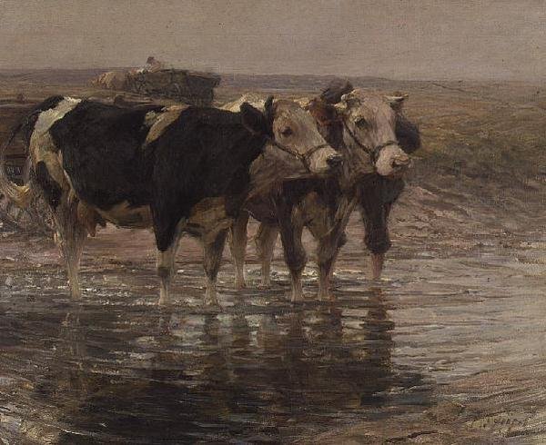Bovini che si abbeverano da Heinrich Johann von Zugel