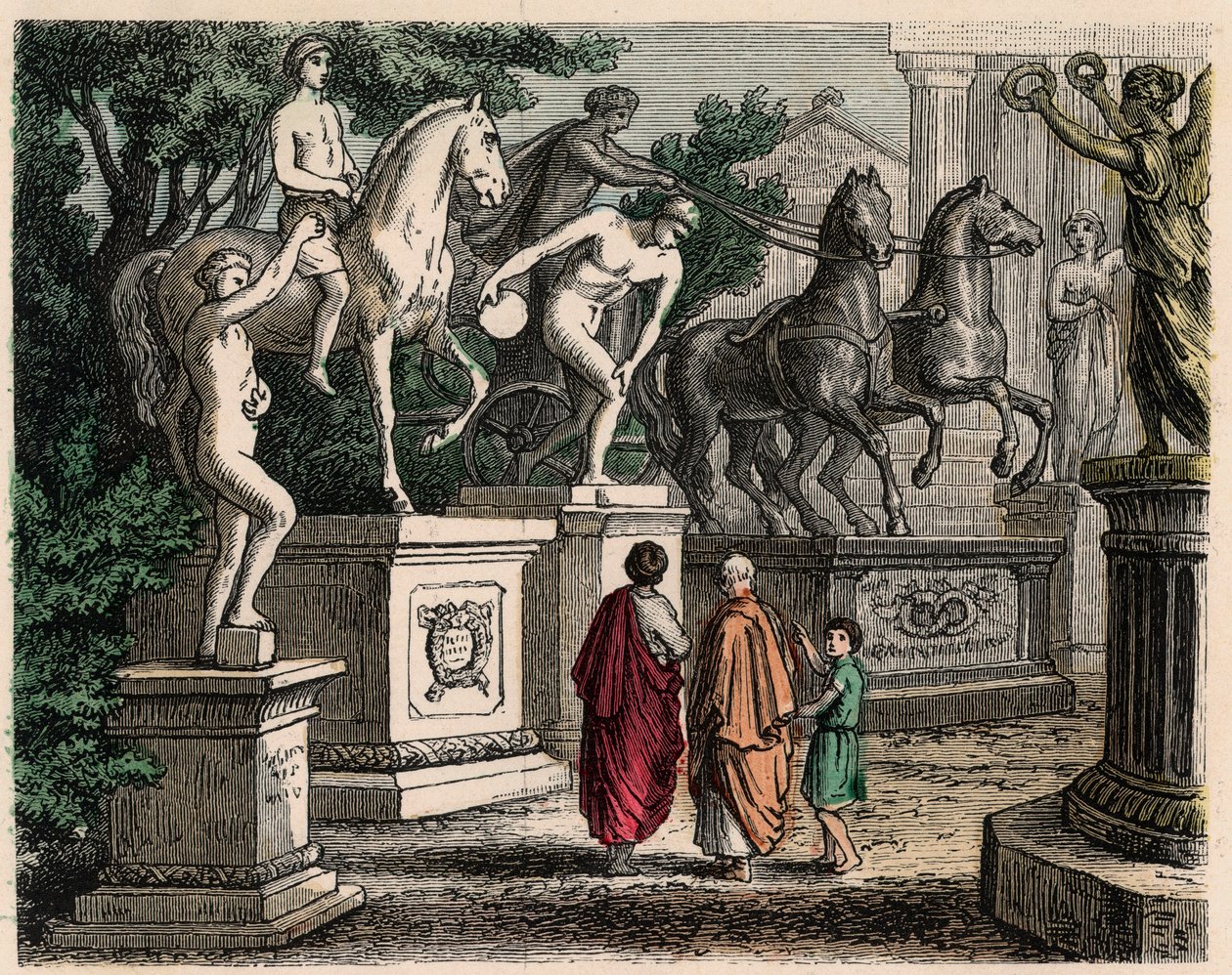 Antica Grecia: Statue dei campioni olimpici erette a Olimpia, 1866 da Heinrich Leutemann