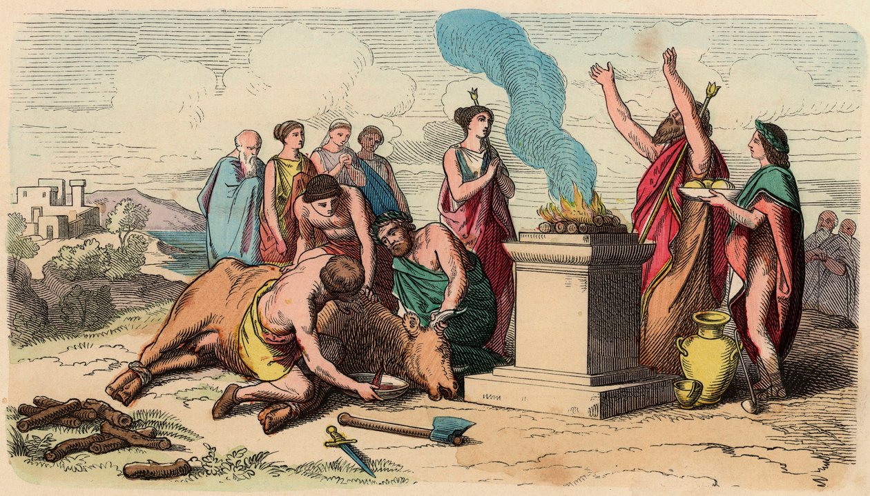 Antica Grecia: Sacrificio rituale del toro - Grecia al tempo dei re da Heinrich Leutemann