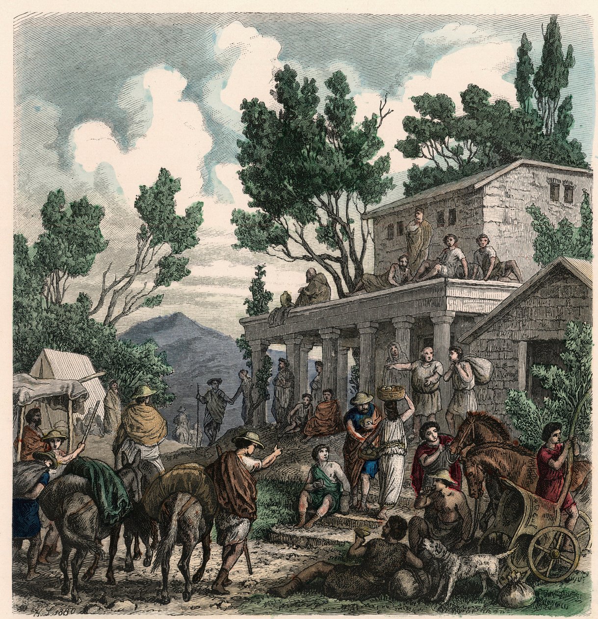 Antica Grecia: La strada per Olimpia durante i Giochi Olimpici, 1866 da Heinrich Leutemann