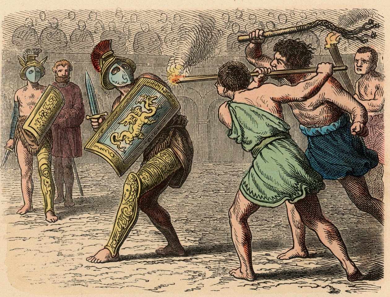 Antica Roma: Un gladiatore codardo impegnato nella lotta da Heinrich Leutemann
