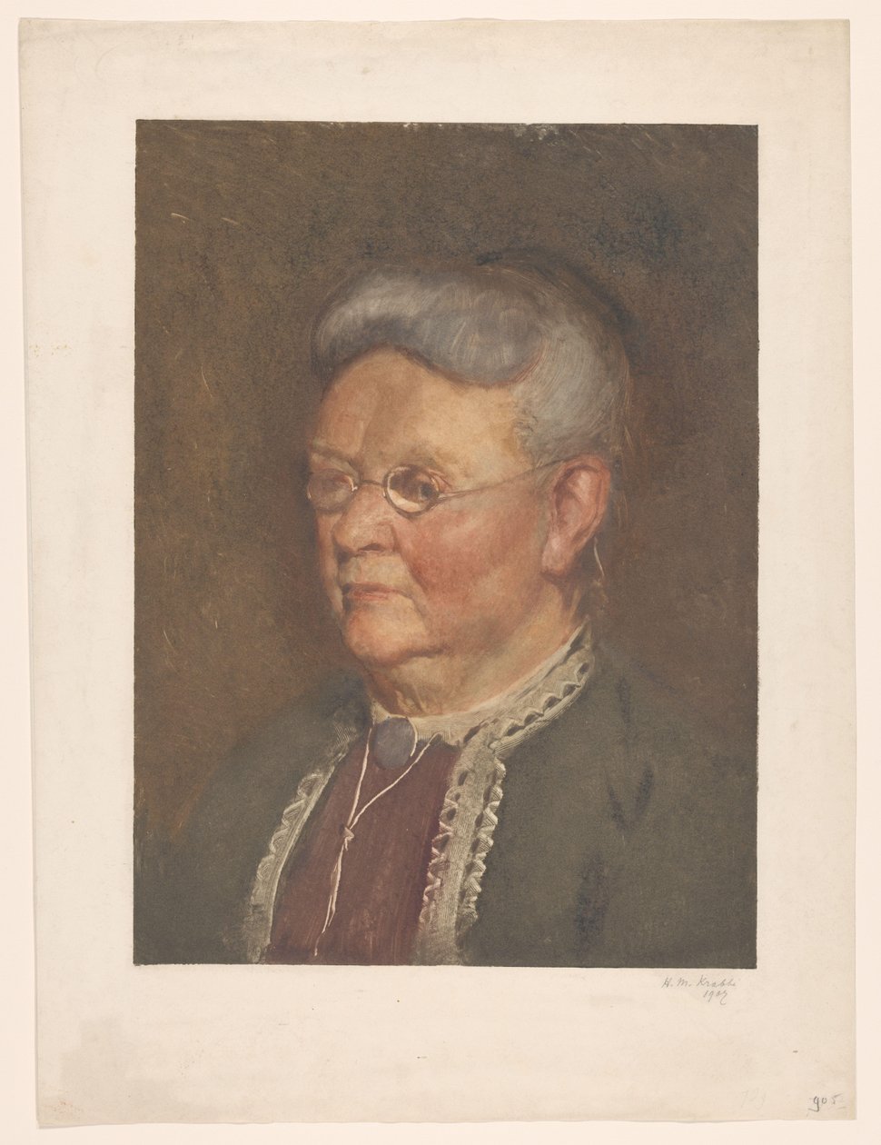 Ritratto di una vecchia signora da Heinrich M. Krabbé (signed by artist)