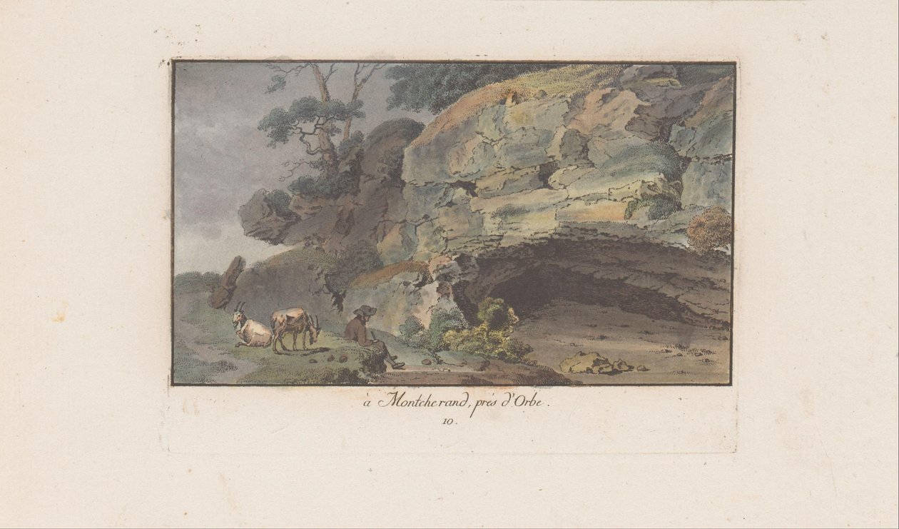 Pastore davanti a una grotta a Montcherand da Heinrich Rieter