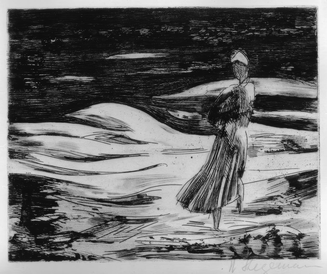 Ragazza sulla spiaggia al tramonto (Sylt) da Heinrich Stegemann