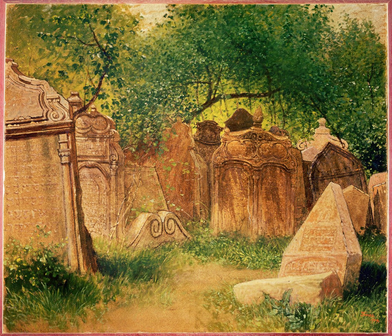 Cimitero ebraico di Praga ... (olio su tela) da Heinrich Tomec