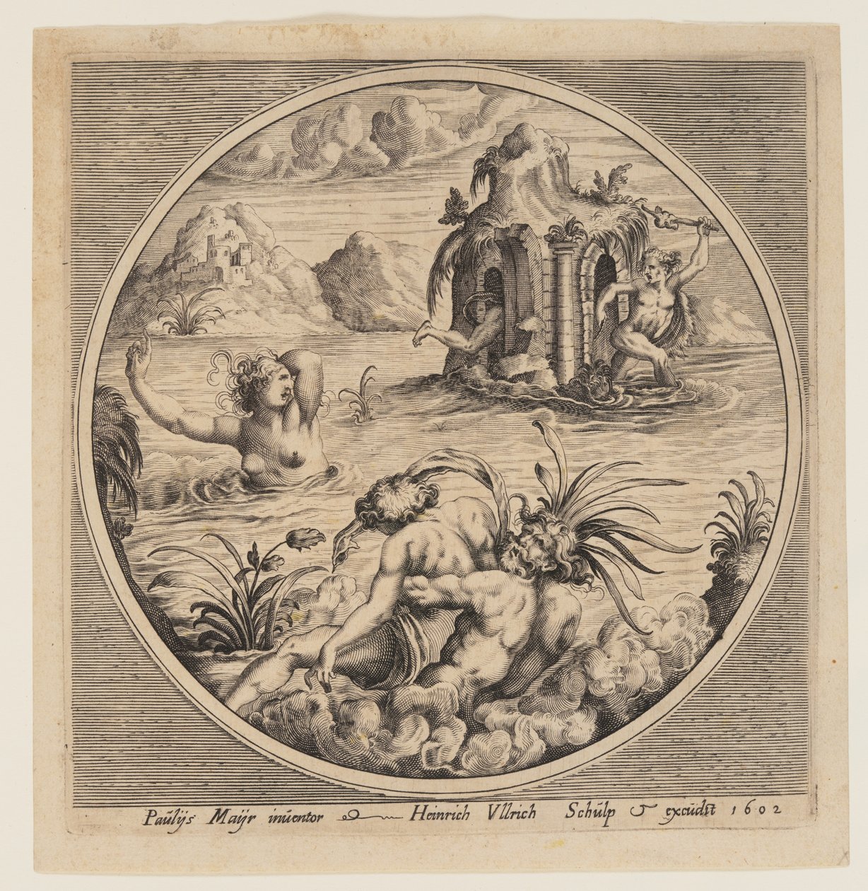Soggetto marino mitologico in un tondo da Heinrich Ulrich