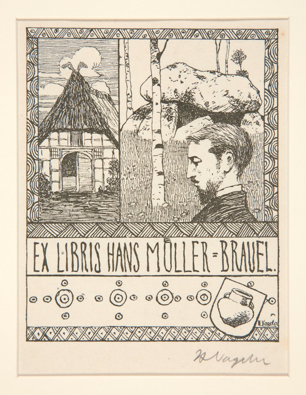 Ex Libris Hans Mueller-Blauel da Heinrich Vogeler