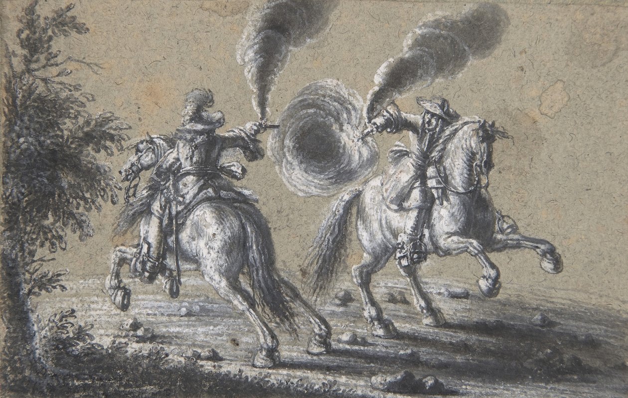 Due cavalieri che si sparano a vicenda da Heinrich Werdmuller