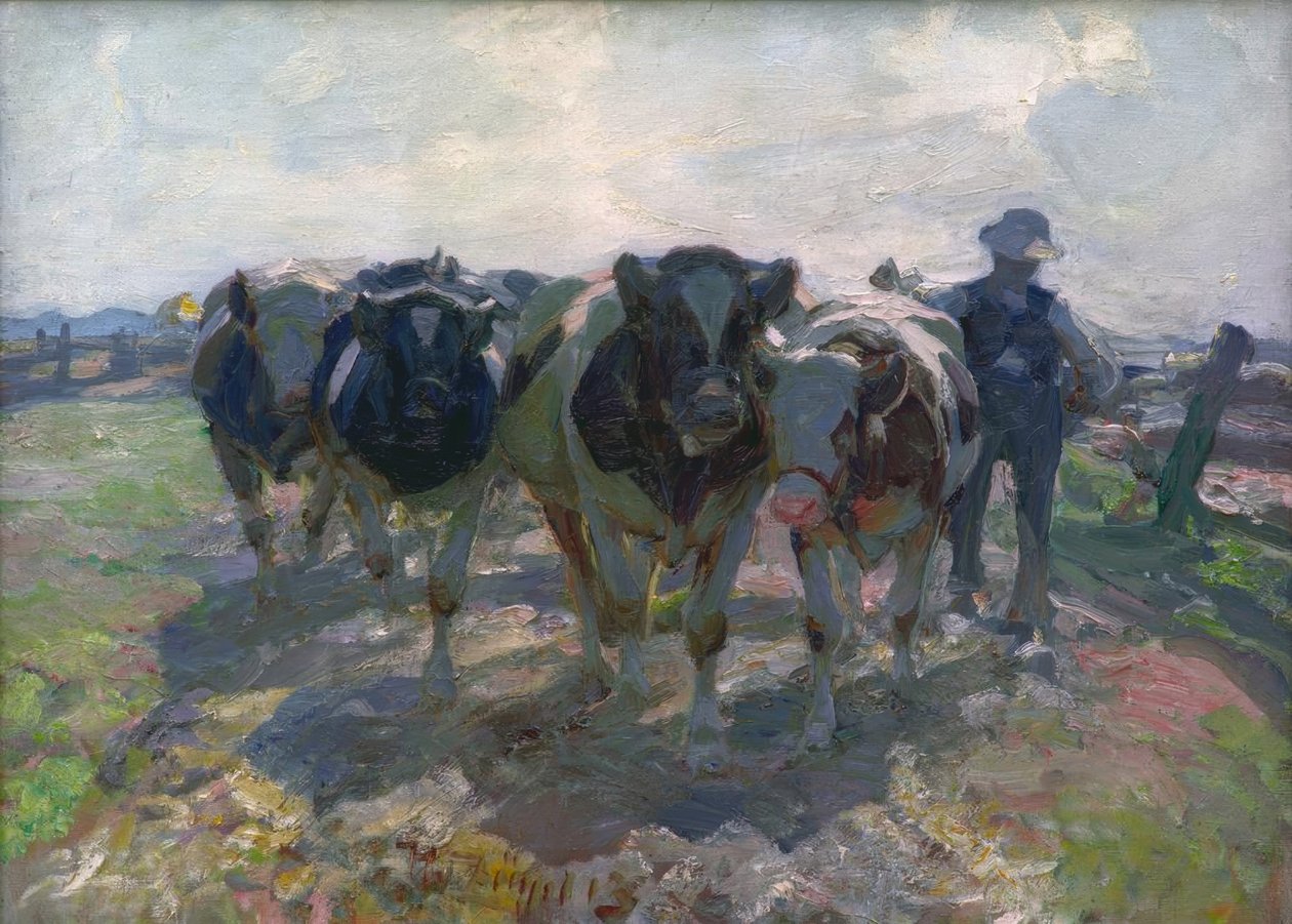 Contadino con mucche da Heinrich von Zügel