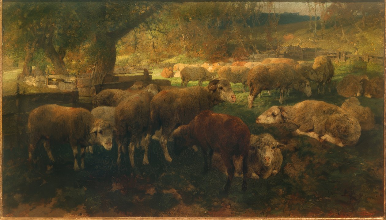 Pecore sotto gli alberi da Heinrich von Zügel