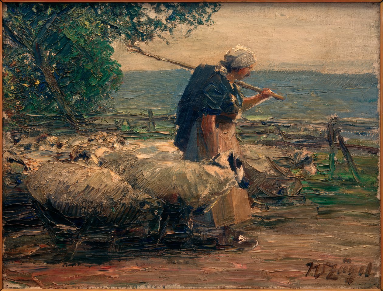 Pastorella con gregge da Heinrich von Zügel