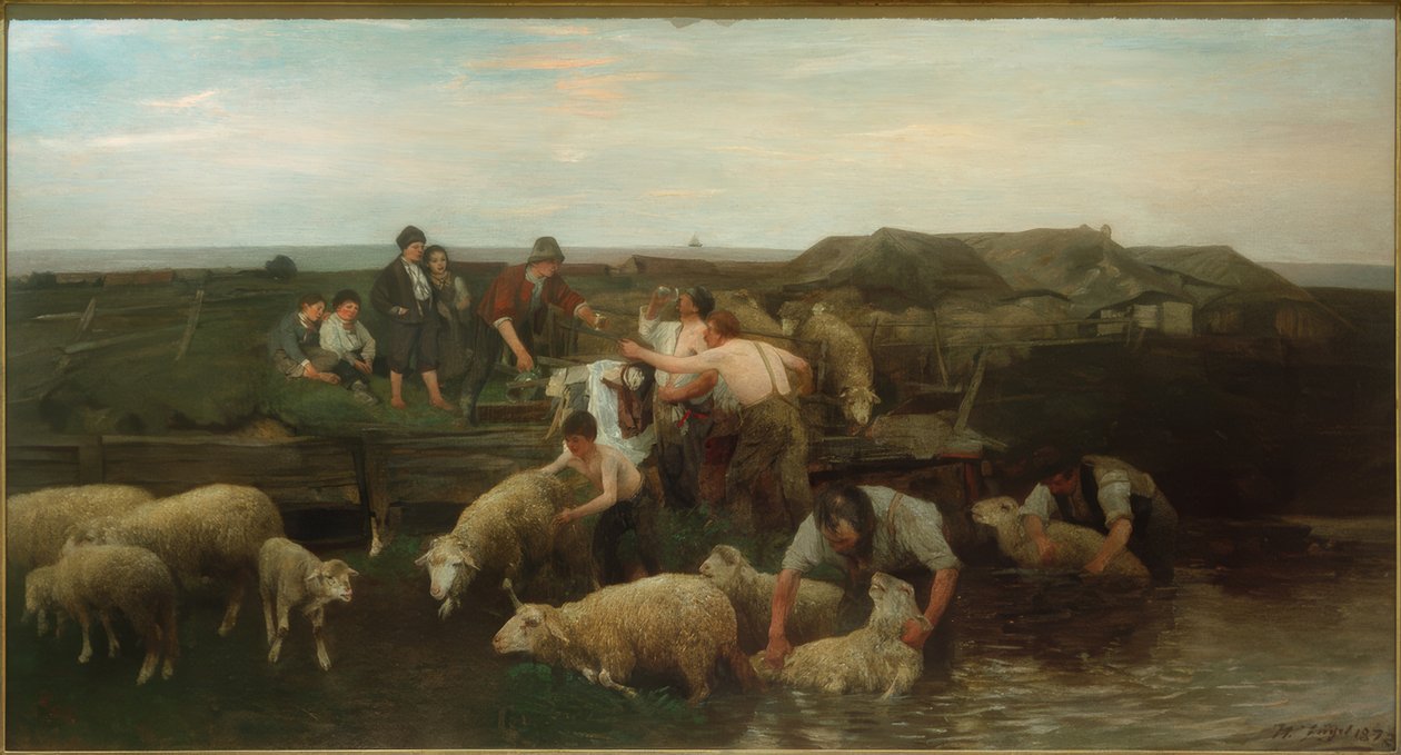 Lavaggio delle pecore da Heinrich von Zügel