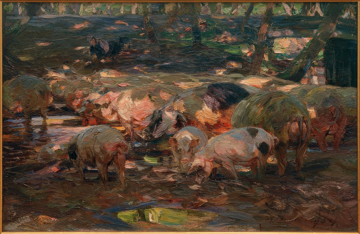 Mandria di maiali al ponte dell