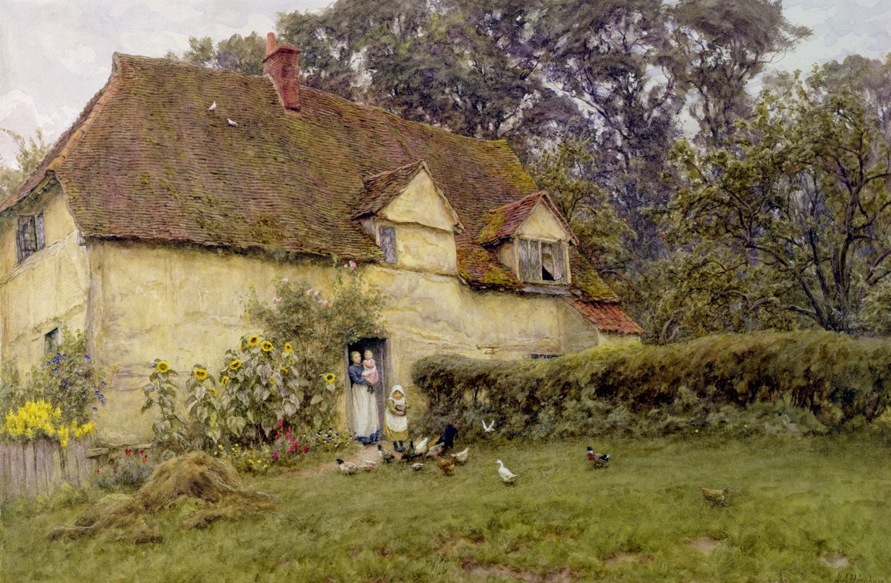 Nutrire i polli da Helen Allingham
