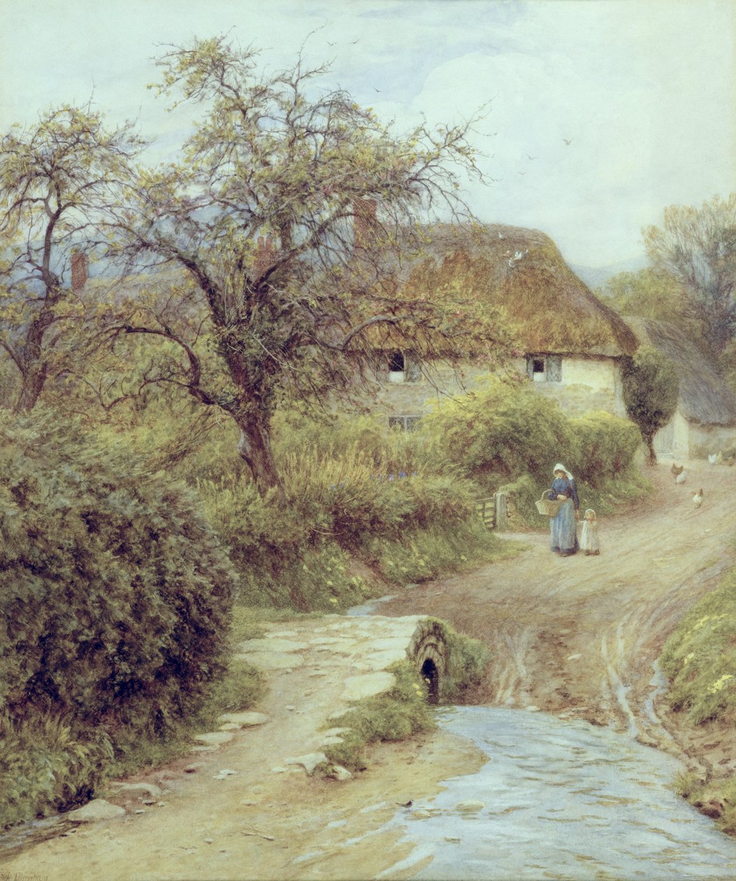 Una fattoria collinare, Symondsbury, Dorset da Helen Allingham