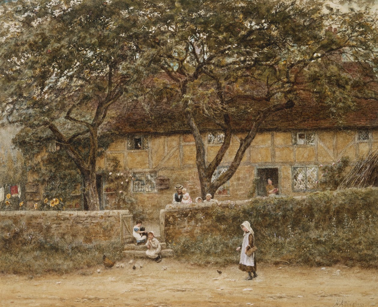 Bambini fuori da un cottage da Helen Allingham