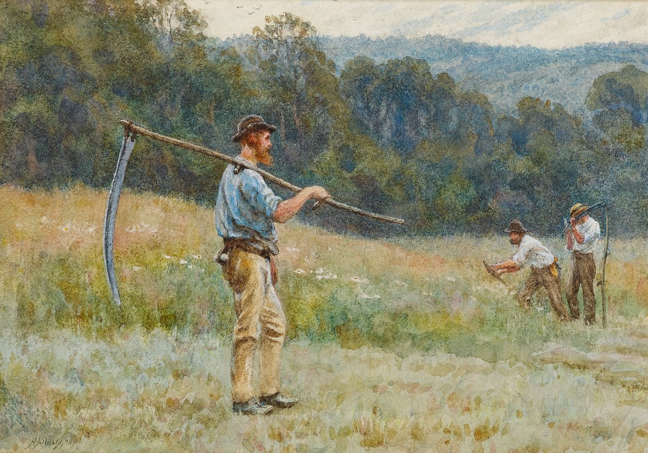 Taglio del fieno nelle colline del Surrey da Helen Allingham