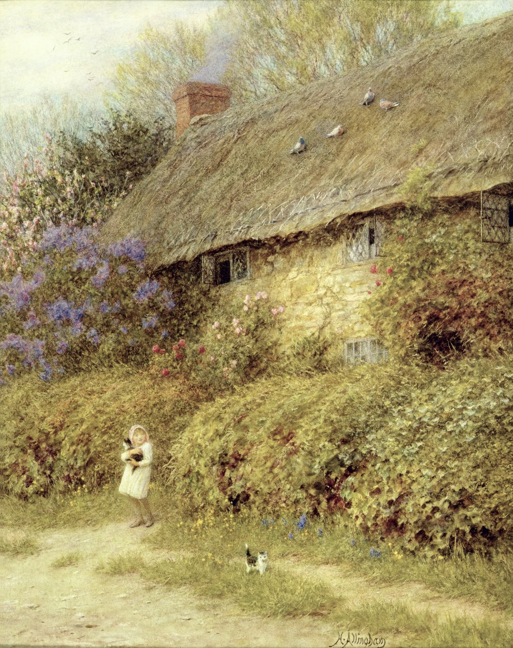 Vecchio cottage a Freshwater, Isola di Wight da Helen Allingham