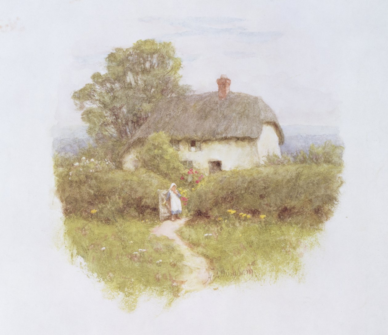 Giovane Ragazza al Cancello del Cottage da Helen Allingham