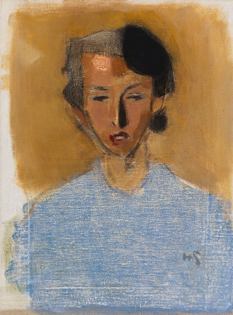 Ritratto di ragazza in blu e marrone (Inez) da Helene Schjerfbeck
