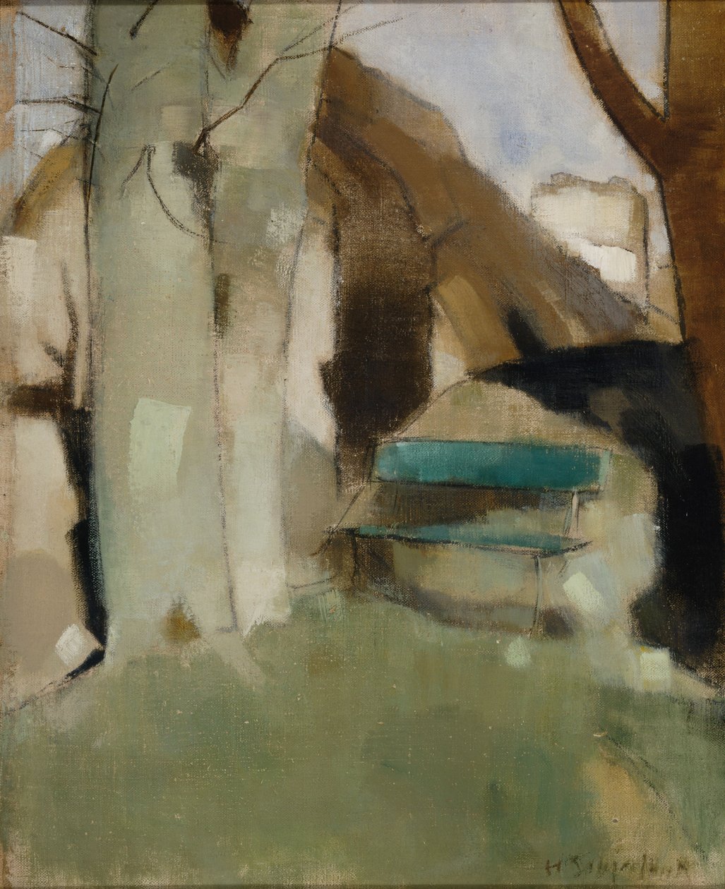 Ombra sul muro II (Panca verde) da Helene Schjerfbeck