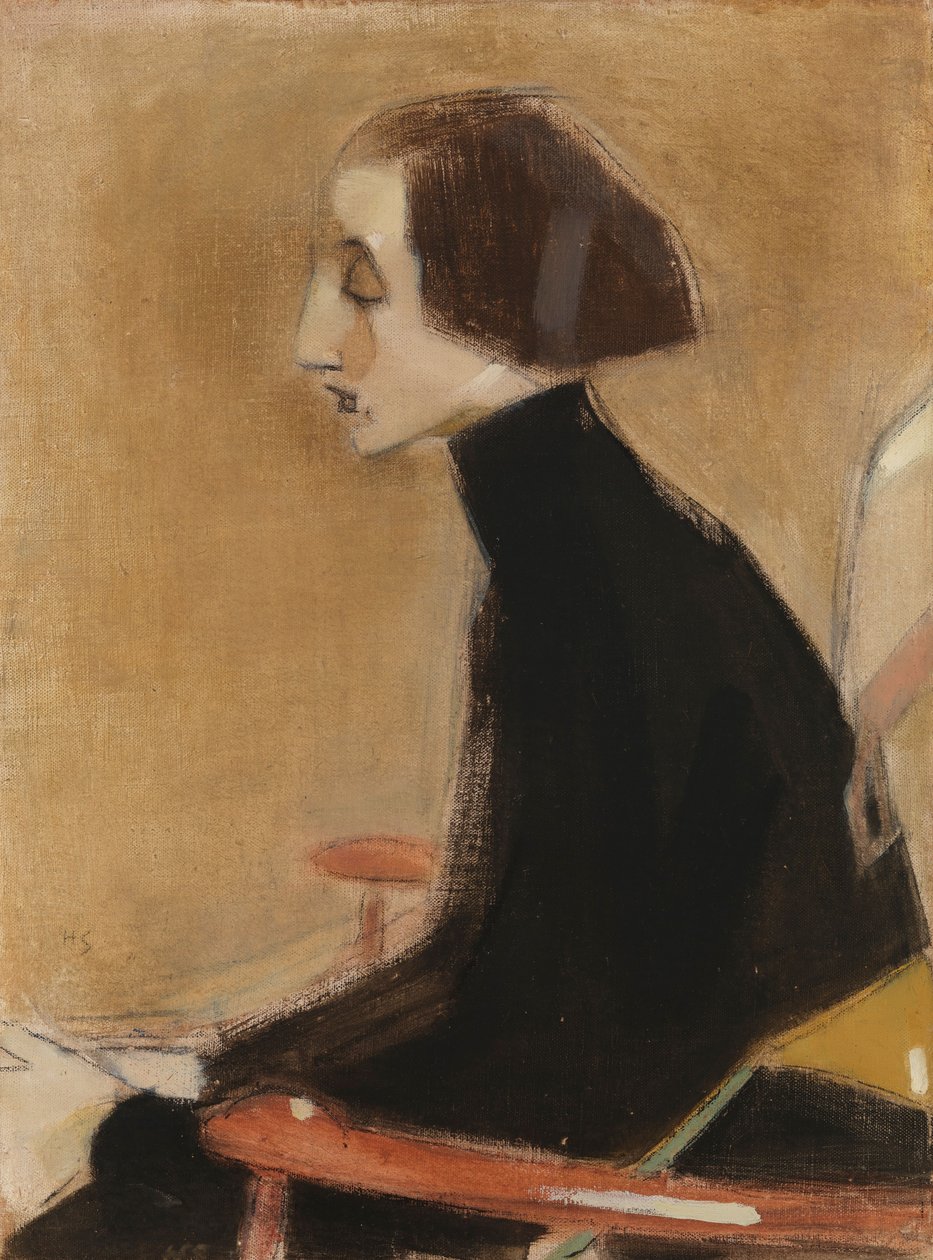La sarta, ritratto a mezzo busto (La donna che lavora) da Helene Schjerfbeck