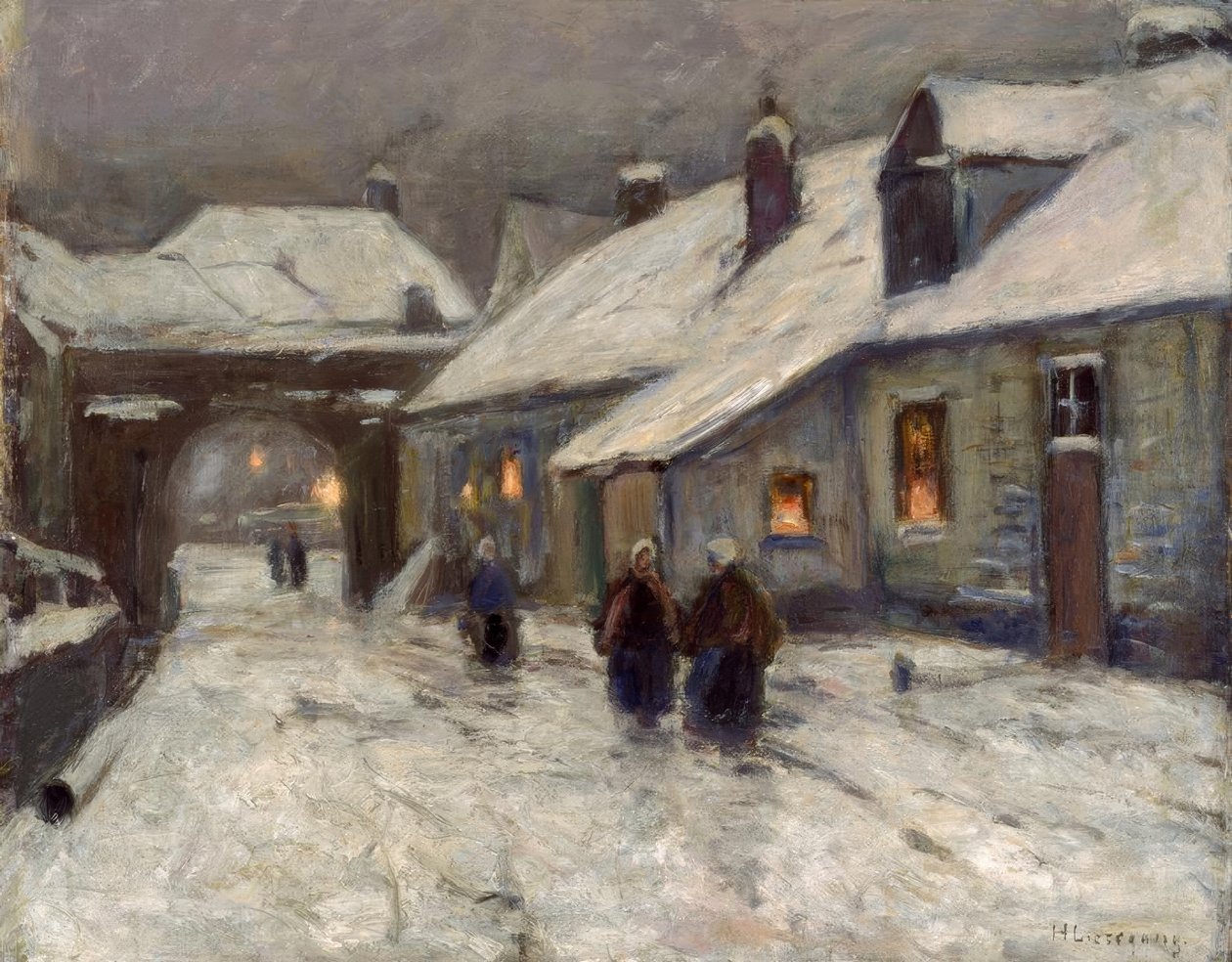 Strada del villaggio invernale da Helmuth Liesegang