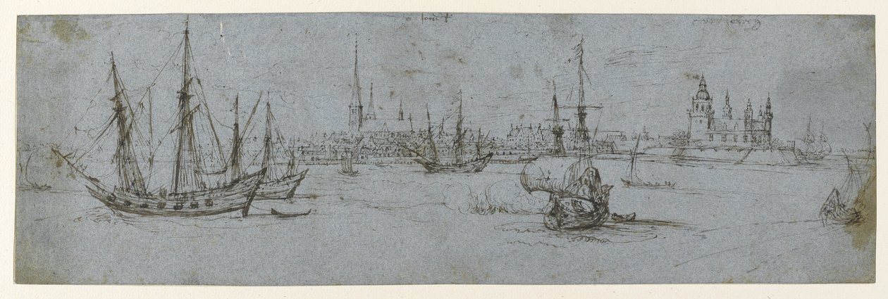 Veduta di Elsinore e del Castello di Kronborg; Uno studio di navi a vela, 1615-29 da Hendrick Cornelisz. Vroom