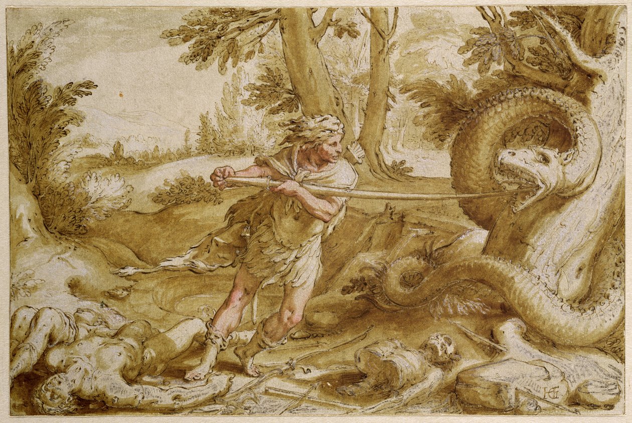 Cadmo in procinto di attaccare un drago da Hendrik Goltzius