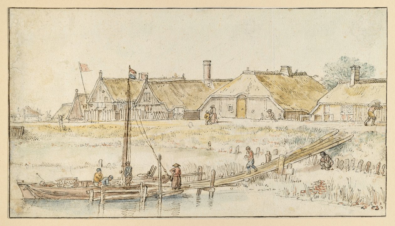Strada del villaggio sulla riva del canale da Hendrick Avercamp