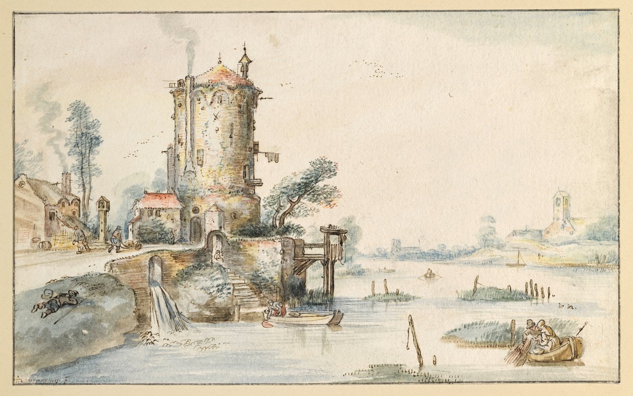 Paesaggio con canale da Hendrick Avercamp