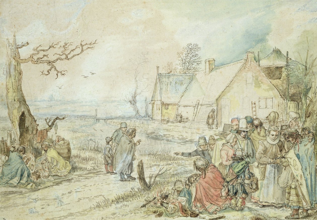 Paesaggio con cartomanti gitane da Hendrick Avercamp