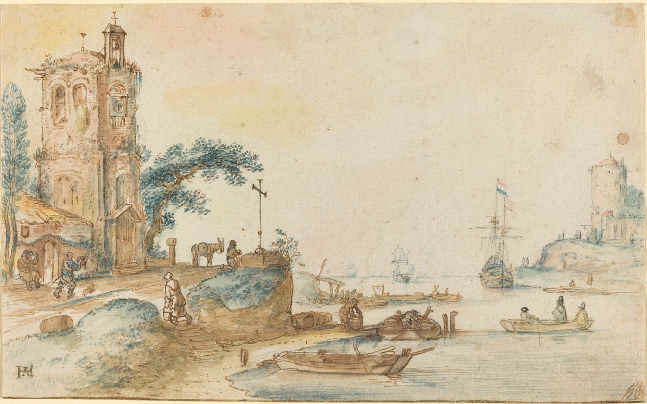 Scena con una torre a sinistra da Hendrick Avercamp