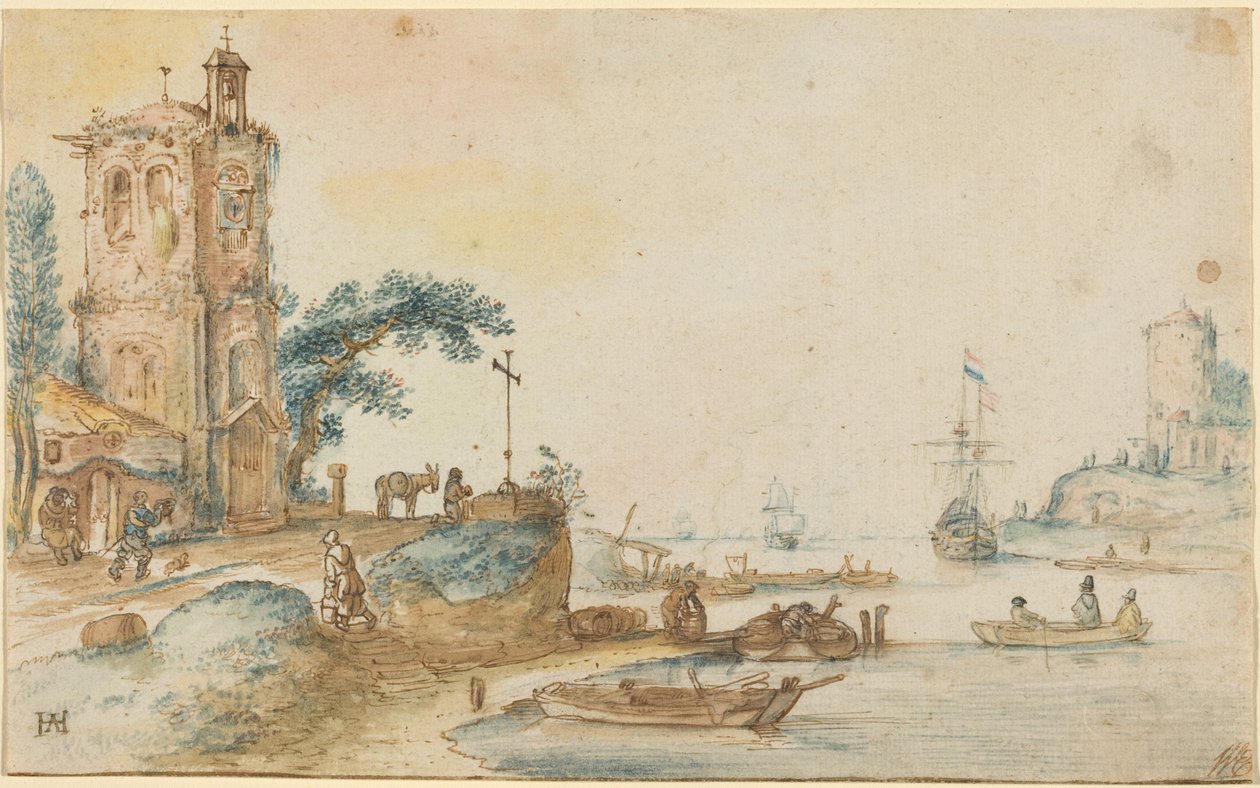 Scena con una torre a sinistra da Hendrick Avercamp