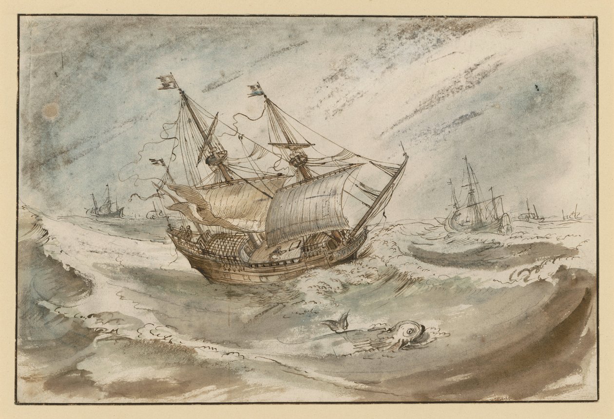 Mare in tempesta con grande veliero da Hendrick Avercamp