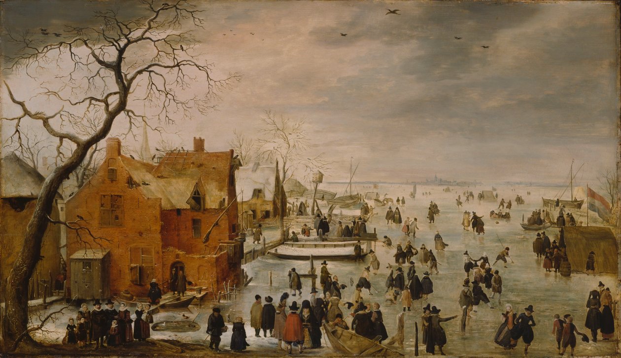 Olandese: IJslandschap / Pattinaggio su ghiaccio Paesaggio invernale con numerosi pattinatori da Hendrick Avercamp