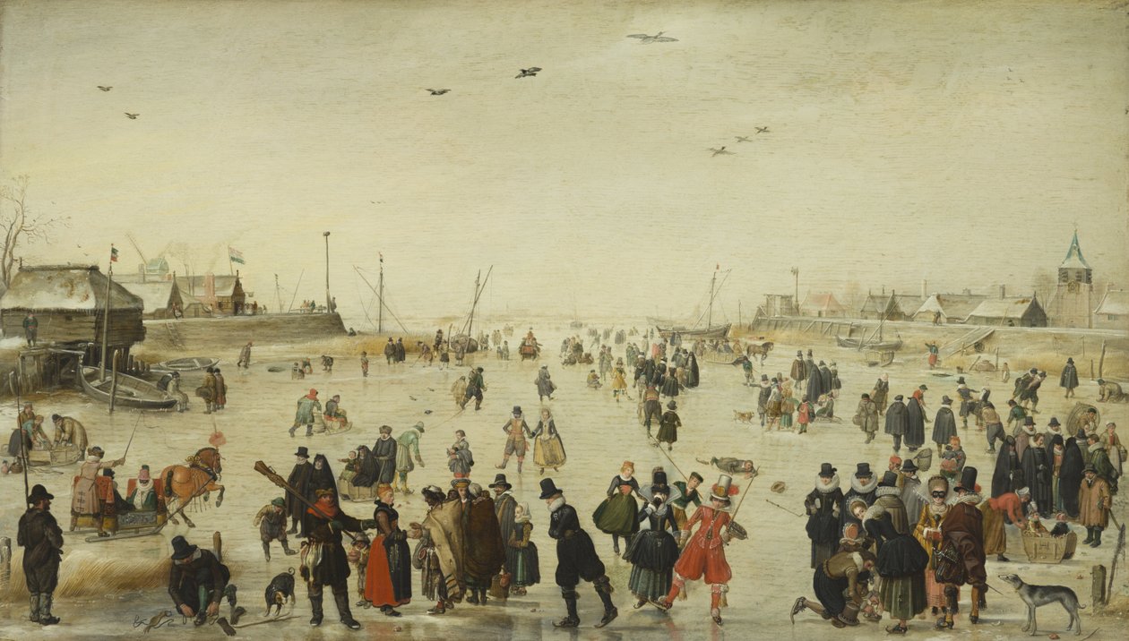 Scena invernale su un canale ghiacciato da Hendrick Avercamp