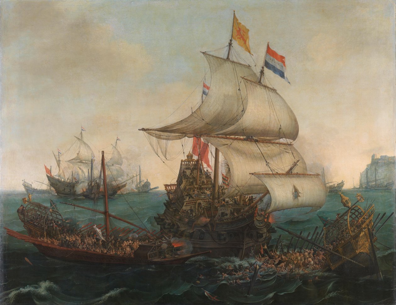 Navi olandesi che speronano galee spagnole al largo della costa inglese, 3 ottobre 1602 da Hendrick Cornelisz. Vroom
