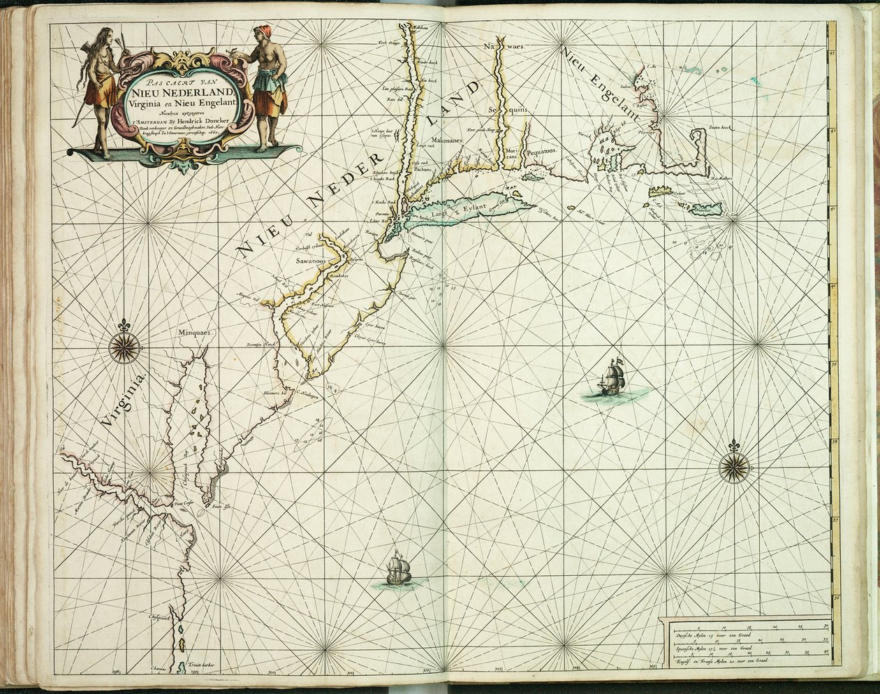 Carta di New Holland, Virginia e New England da Hendrick Doncker