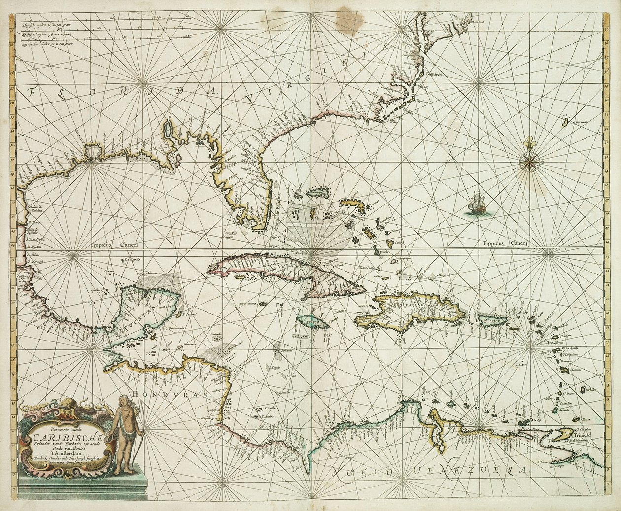 Pascaerte vande Caribische eylanden, vande Barbados tot aende Bocht van Mexico da Hendrick Doncker